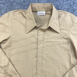 Vtg Manchester Shirt Company Men Large Brown Cowboy Rodeo Western Rockabilly
